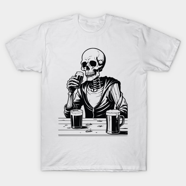 SKELETON DRINKING BEER T-Shirt by OssiesArt